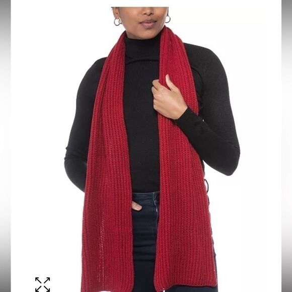 NWT Style & Co Solid black Ribbed Muffler Scarf red, women accessories - Picture 2 of 6